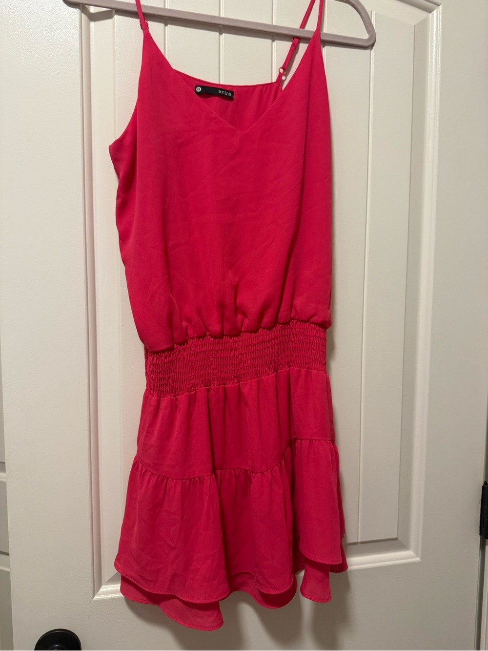 Women’s Hot Pink Tiered Mini Dress with Smocked Waist